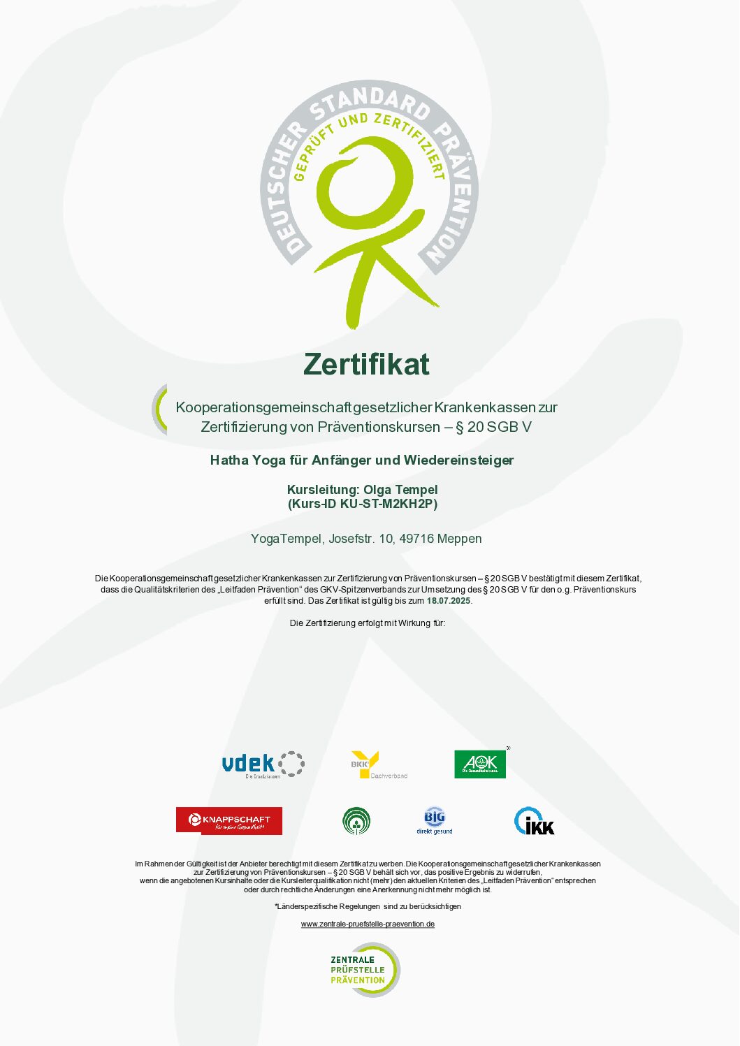 Read more about the article Zertifizierte Yoga Kurse